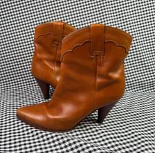 Premiata Western Cowgirl Boots Women EU 40 Brown Leather Made Italy Cone Heel