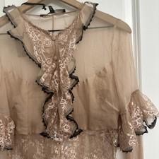 Alessandro Dell'Acqua IT 42/US 8 Victorian Sheer Lace Ruffle L/S Blouse Silk Y2K