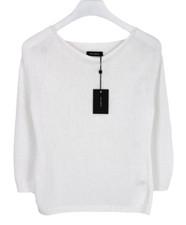COP COPINE Festif Jumper Women's MEDIUM Open Knit Off Shoulder Wide Collar White