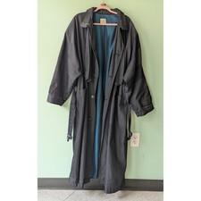 Vintage Arrston Volaju Kohshin Satoh Trench Coat Grey Teal Lining Large 80s