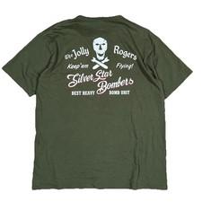 Buzz Ricksons Jolly Rogers Military Bomb Unit Olive Green T-Shirt Japan Made