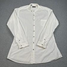 Alessandro Dell Acqua White Band Collar Roll Tab Shirt Women XL Made Italy