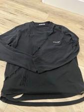 HYEIN SEO Black Distressed Beaded Asymmetrical Sweatshirt Size 3 L