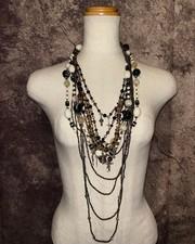 Y2K Vkei KMrii Hyde Gunda Handmade Layered Necklace Black Silver
