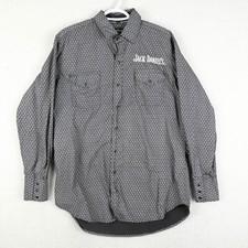 Jack Daniels Shirt Mens Large Black White Geometric Button Up No7 Bar Pool