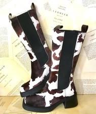 Urban Outfitters E8 Miista Evelyne Cow Print Velvet Boots Tall Chelsea 36 /6 NEW