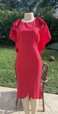 ANTONIO BERARDI RED SILK ASYMMETRIC CAPE DETAIL FITTED COCKTAIL DRESS Sz 42 NWT
