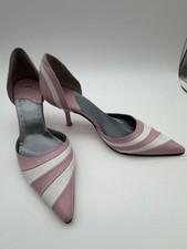 Fornarina Pink and White Leather Pointed Toe D'Orsay Kitten Heel Pumps Size 35