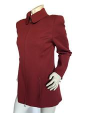 VINTAGE CLAUDE MONTANA CORAL RED VIRGIN WOOL ZIP UP JACKET SIZE: M