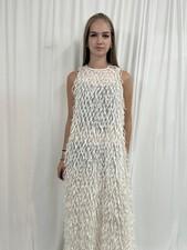 Sankuanz Textured Fringe Maxi Dress White Ivory One Size XS-L