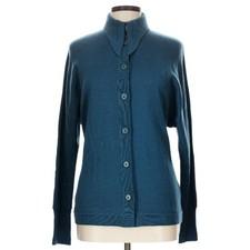 Claude Montana Vintage 100% Wool Teal Blue Cardigan FLAW 42 M