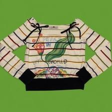 Vintage Fornarina Italy Striped Peace in the World Top S/M