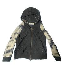 SHARE SPIRIT Dark Gray/Beige Zip-Up Hoodie Size S - Unique Design Gothic JAPAN
