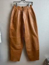 CLAUDE MONTANA Leather Pants Brown Leather Vintage 1980's Size S From Japan