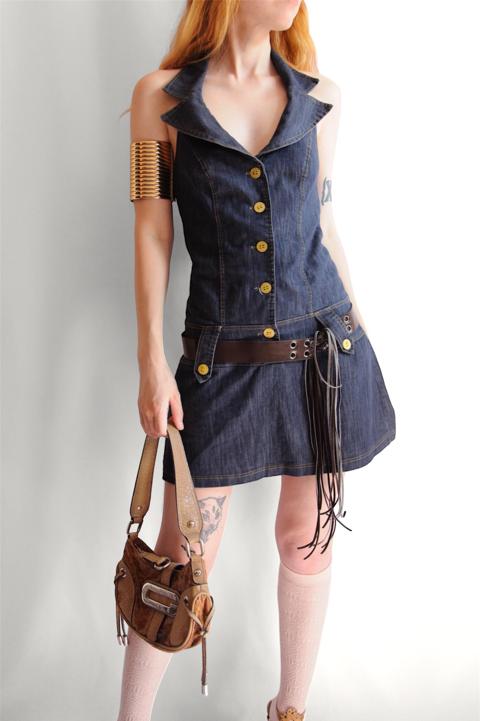 Vintage Denim Dress Bratz Y2K Cop Copine Style