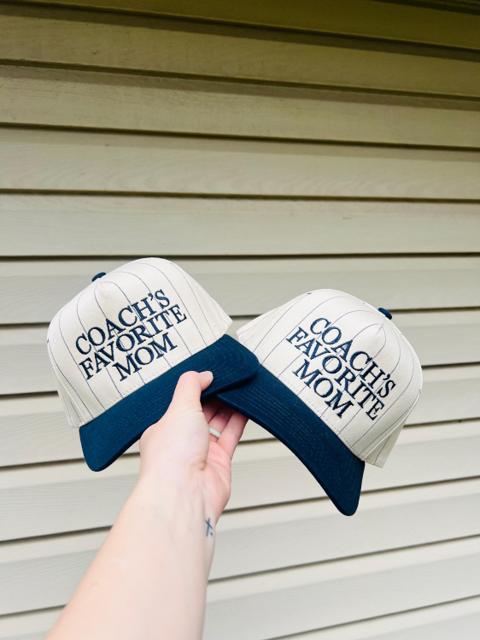 Embroidered Pinstripe Coach's Favorite Mom Sports Hat, Varsity Style