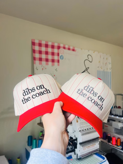 Dibs On The Coach Pinstripe Hat, Coach Wife Hat, Pinstripe Hat