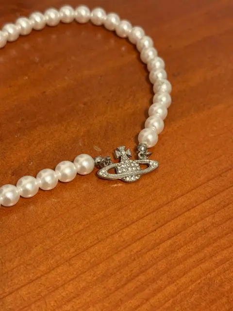 Vivienne Westwood silver pearl chain choker necklace