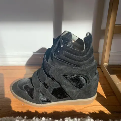 Isabel Marant Beckette Black Wedge, Suede and Ponyhair Sneaker! Lightly worn size 39
