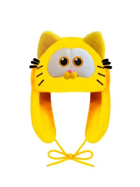 Other Designers Cartoon Anime Yellow Garfield Cat Faux Fur Ushanka Hat Cute Y2K Warm Earflap Trapper Hat