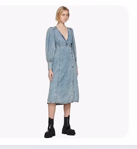 GANNI Midikjole i denim Tint Wash Str.36