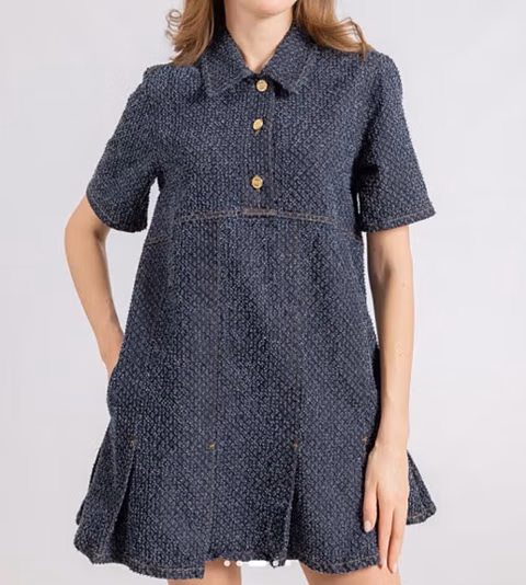 Ganni Fluffy Denim Dress