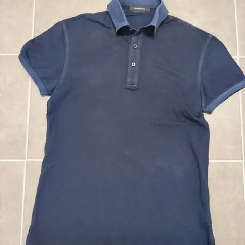 Ermenegildo Zegna mörkblå pikétröja, storlek XS