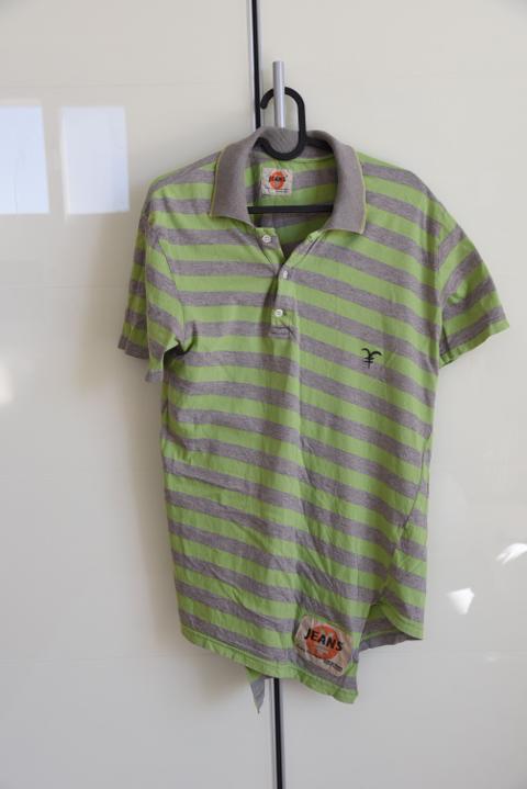 Yen jeans asymmetric striped polo