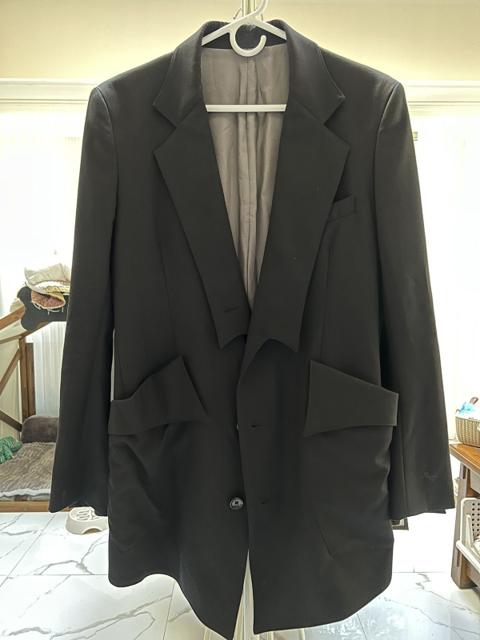 Sulvam black wool gabardine short blazer