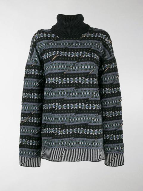 AW19 Y/PROJECT SLASHED KNIT TURTLENECK SWEATER