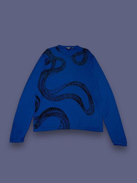 AW15 Just Cavalli Snake Print Navy Wool Sweater