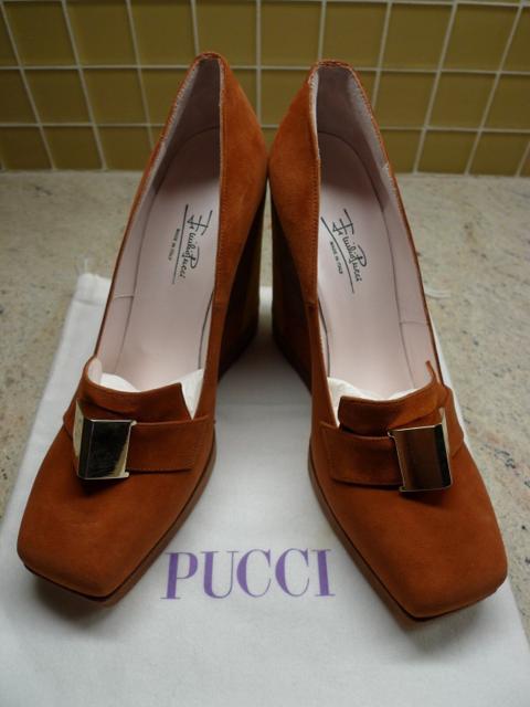 EMILIO PUCCI RUST SUEDE PLATFORM WEDGES ITALY SIZE 38 / 8