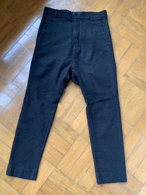 Italian made black boiled wool tapered slim pants
