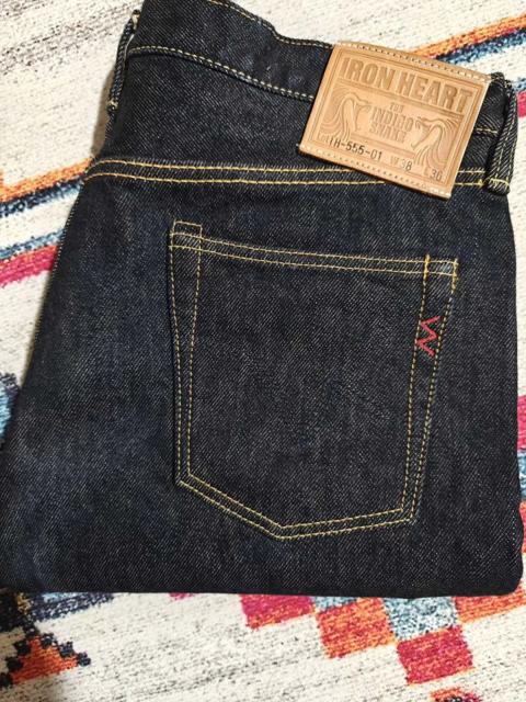 IRON HEART 555s 21oz Indigo Snake High-Waist Slim Jeans 38