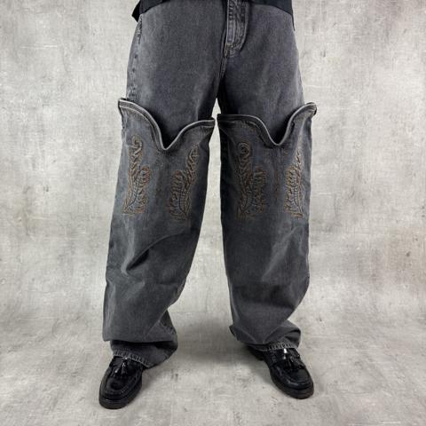 Y/PROJECT Convertible Maxi Cowboy Cuff Jeans
