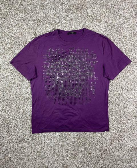 Versace Pixel Medusa Logo Purple T-Shirt