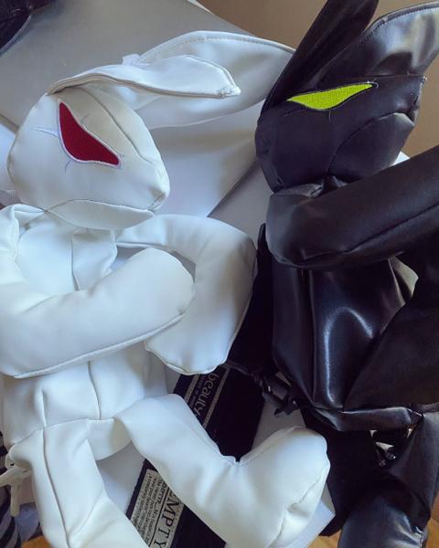 White and black beauty:beast bunny bag