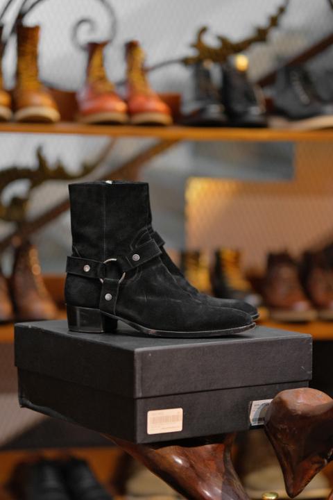 Saint Laurent Wyatt Harness Boot In Black Original