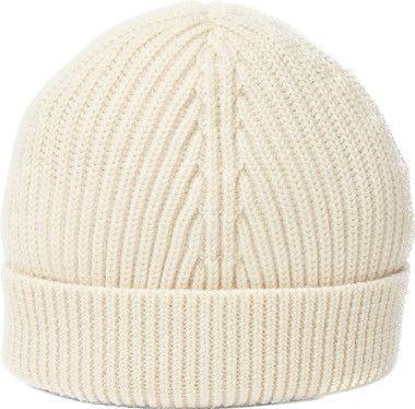Maison Margiela 4 Stitch White Creme Wool Ribbed Beanie Hat