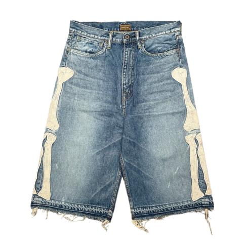 Bone Denim Shorts Indigo White