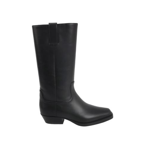 Chanel Black Leather CC Logo Knee Boots it 36