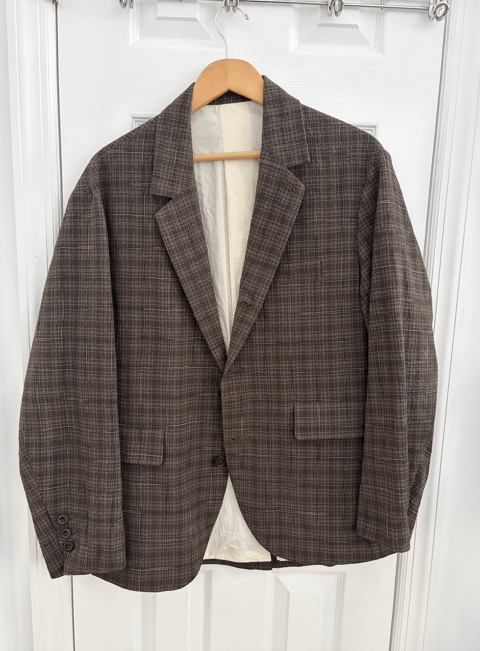 Three-Button Jacket - Kasuri Wool Check