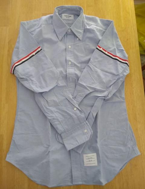 THOM BROWNE Button-Down Grosgrain-Trimmed Shirt Size 4