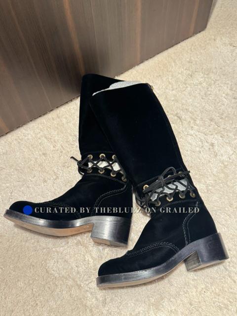 Chanel Velvet Lace-Up Knee-High Boots