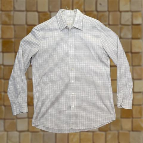Luciano Barbera Shirt Mens XL White Check Classic Dress Long Sleeve Italy
