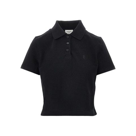 Yves Saint Laurent Saint Laurent Cassandre Embroidery Cropped Polo Shirt Black Tag Size XS Women - USA Tariffs Included
