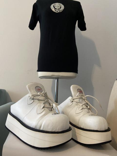 white swear alternative 01 track platform shoes slippers