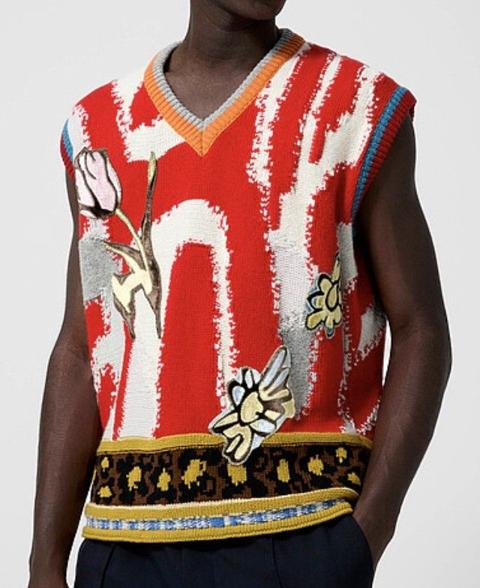 Artistic Jacquard V-Collar Wool Vest