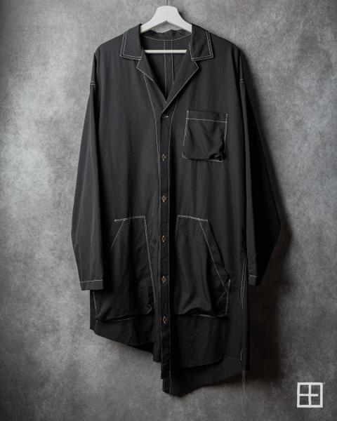 Sulvam SS19 Runway Asymmetric Wool Gabardine Overshirt