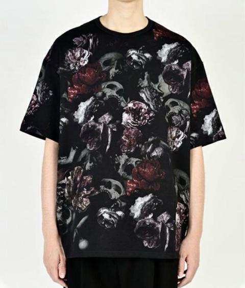lad musician BIG T-SHIRT INKJET FLOWER SKULL